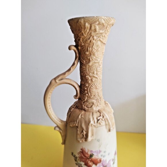 Antique Doulton Burslem England Ornate Raised Motif Pitcher 10 1/2" - 1890-1902 - Picture 3 of 16